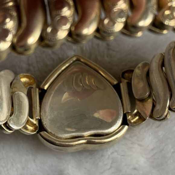 Vintage Co-Star Sweetheart Bracelet | WWII Era | Gold Over Sterling Floral Heart - Picture 6 of 11